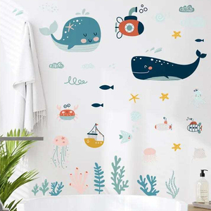 <span class=keywords><strong>Pegatinas</strong></span> de pared con diseño de animales marinos y plantas, temática del océano, para <span class=keywords><strong>baño</strong></span>, habitación de niños - Product Image 6