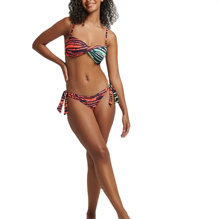 retro style Women Swimwear Mix Bandeau Bikini Top Female Swimsuit Two-pieces Bikini set