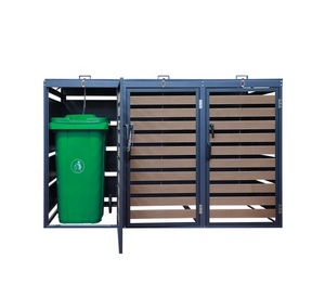 Cubo de <span class=keywords><strong>basura</strong></span> de acero de 3 puertas KD Structure 240L <span class=keywords><strong>armario</strong></span> de <span class=keywords><strong>basura</strong></span> con efectos de madera personalizado - Product Image 1