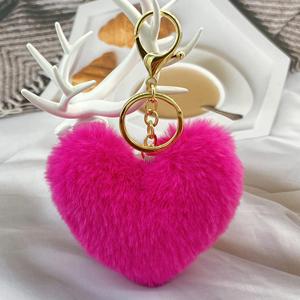 <span class=keywords><strong>Porte</strong></span>-clés boule <span class=keywords><strong>pompon</strong></span> cœur en fausse fourrure de <span class=keywords><strong>lapin</strong></span> moelleuse et duveteuse - Product Image 5