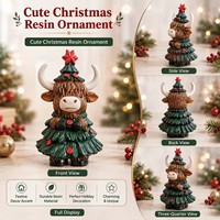 Statue décorative en résine de vache des Highlands pour Noël, idéale pour la maison et le bureau, décoration de table animale mignonne pour les fêtes - Vente en gros