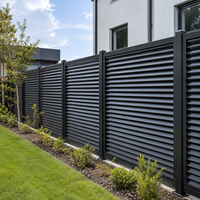 Panneaux à lamelles horizontales noires modernes en aluminium, écologiques, résistants au vent, ventilés et robustes pour balcon et maison