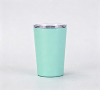 Gobelet isotherme à double paroi de 12 oz en acier inoxydable 304 vert menthe, avec couvercle push-pull pour boire directement, idéal pour le lait et le café
