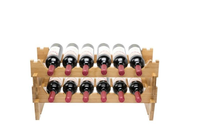 Meuble de rangement pour 12 bouteilles de vin en bambou naturel, design moderne, support à vin en bois, autoportant, empilable, pour comptoir
