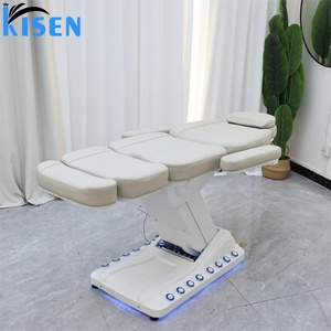 KISEN Professional Beauty Salon Furniture 3 Motors Electric Facial Spa <b>Bed</b> Luxury Modern Curved Massage Table with Lights - Product Image 1