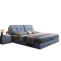 2026 Neues Modell Schlafzimmer-Softbett aus Echtleder, Hochwertig, Elegant, Modern, Minimalistisch, Multifunktional, Kiefernholzrahmen, Komplett