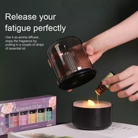 Humidificateur d'air ultrasonique USB à lumières chaudes, diffuseur d'aromathérapie à la lumière de bougie, humidificateur à brume fraîche pour le bureau et la maison