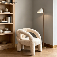 Fauteuil de salon nordique moderne de luxe à boucle blanche Mobilier de coiffeuse à bras d'accent Fauteuil de salon relax simple pour le salon