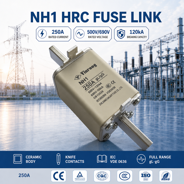 NH1 Fusible Fuse Base 250VDC 100A/125A/160A/200A/250A/300A/350A/400A Fuse