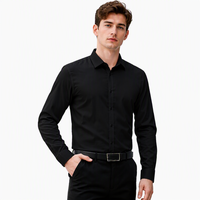 Kemeja Formal Twill Modern, Bahan Halus, Stretch Empat Arah, Lengan Panjang, Slim Fit, Polos, Kemeja Profesional