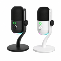 Mikrofon Kondensor USB Type-C OEM dengan Peredam Kebisingan dan Lampu RGB untuk Gaming PC Smartphone - Rekaman & Streaming Berkabel