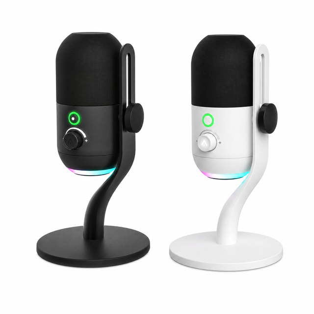 OEM USB Type-C Condenser Microphone with Noise Cancelling RGB Lighting for Gaming PC Smartphones-Wired Recording & Streaming
