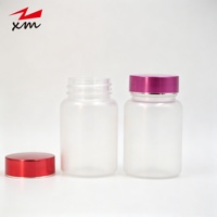 Bouteille en plastique PET givrée vide de 80 cc avec bouchon à vis, conteneur cosmétique pour pilules et crèmes, vente en gros avec bouchon en aluminium