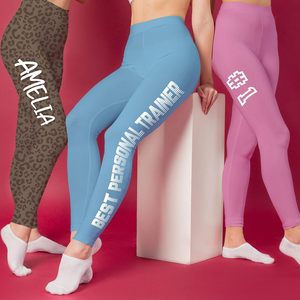 Leggings Personalizados, Pantalones de Yoga con Cintura Alta, Spandex Transpirable, Leggings Deportivos para Mujer con Diseño de Texto Personalizado - Product Image 2