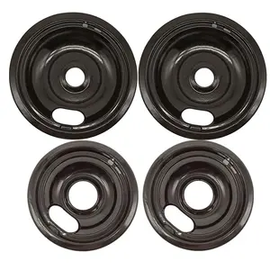 4PK Preto Fogão Drip Pan Bowl Compatível com Whirlpool 2PC 6in e 2PC 8in Burner Drip Pan Conjuntos