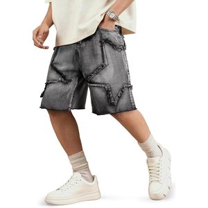 Shorts en jean baggy pour homme FOXA, coupe large, déchirés, taille mi-haute, en coton respirant, style streetwear décontracté - Product Image 1