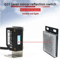 Saklar Fotoelektrik Laser Anti-Interferensi Tipe Cermin Reflektif LQL-318MNO Sensor Cahaya Tampak DC10~30V NPN Normal