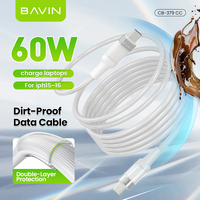 BAVIN grosir OEM ODM CB379 PD 60W Dirt Proof PVC tahan air Android tipe c Tipo c kabel Data Usb