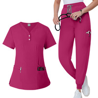 Ensemble de gommages pour femmes infirmière uniforme survêtement costume haut et pantalon extensible avec plusieurs poches pour infirmière esthéticienne vêtements de travail
