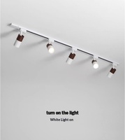 Spot LED sur rail en bois minimaliste japonais, rotatif, cylindrique, pour plafond, café, magasin, art mural, CRI 90 élevé