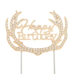 工厂价格生日派对蛋糕装饰字母水钻钻石水晶生日蛋糕插入礼帽
