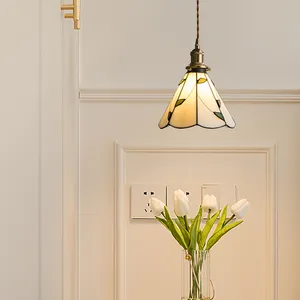 Éclairage de salle à manger Pendentif cloche en verre dans le style Tiffany Abat-jour en verre teinté de 8 pouces Lumières d'îlot de cuisine