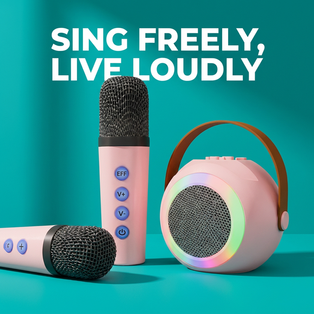 ODM&OEM YF96 Karaoke Machine with 2 Handheld Wireless Microphones RGB LED Lighting Battery Powered for 5.3 for Kids Adults