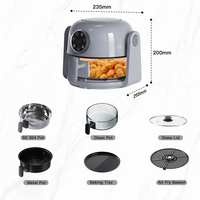 2L Mini Flip Heißluftfritteuse, Multifunktionale Ölfreie Fritteuse für Hähnchenflügel, Pizza & Pommes Frites, Haushalts-Küchengerät OEM