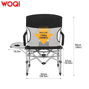 เก้าอี้พับพกพา Woqi พร้อมที่วางแก้ว ผ้า Oxford สำหรับตั้งแคมป์กลางแจ้ง สีเทาอ่อน 52.5x58.5x92.5 ซม. - Product Image 3