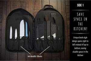 Sac à dos de rangement pour couteau de chef de grande taille, échantillon gratuit, sac à dos de chef durable, outils de cuisine, sac à couteaux, organisateur de sac à dos - Product Image 3