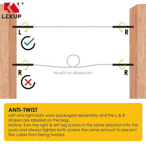 Kit <span class=keywords><strong>de</strong></span> Barandillas <span class=keywords><strong>de</strong></span> Cable para Escaleras, Color Negro, 1/8\", Tornillos <span class=keywords><strong>de</strong></span> Fijación Izquierdo y Derecho, Herrajes <span class=keywords><strong>de</strong></span> Acero Inoxidable T316 para Barandillas <span class=keywords><strong>de</strong></span> Cable para Postes <span class=keywords><strong>de</strong></span> Madera - Product Image 4