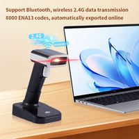 Lector de Códigos de Barras Inalámbrico Bluetooth Recargable Magnético JR-835WBZ con Base de Carga de 10m, Lector Automático de Códigos QR CMOS