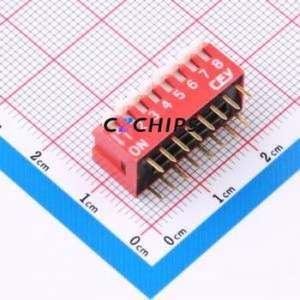 DS1040-08RT DIP Switch Through hole Component (THT) Switch 8 2.54mm Red - Product Image 1