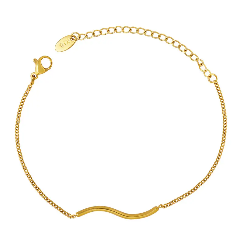 MARONEW Fashion pvd 18k plaqué or en acier inoxydable, bâton rond torsadé bijoux s-line bracelet pour femmes