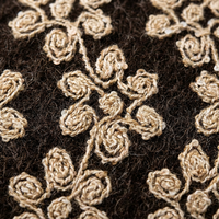 Sac lourd pour filles, fait main, luxueux, avec base marron foncé, motif de vigne dorée, anneau épaissi et broderie bulle tricotée