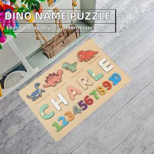 ของเล่นไม้แบบมอนเตสซอรี่ ตัวต่อชื่อ บอร์ดกิจกรรมเสริมพัฒนาการ สำหรับเด็กวัยเตาะแตะในวันเกิดปีแรก หรือเป็นของขวัญสำหรับงานเลี้ยงฉลองทารก - Product Image 3