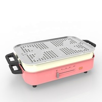 Mini Barbecue de Table Électrique Portable Coréen BBQ Friteuse Plaque Chauffante avec Takoyaki et Hot Pot Pan Barbecue Contact Grill