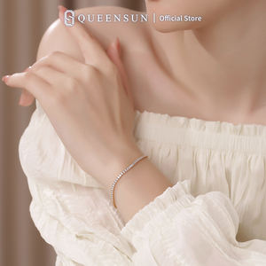 QUEEN SUN Bracciale Tennis in Platino 18K Elegante con Diamante da Laboratorio HPHT Bianco DEF da 2,5 mm Gioiello dal Design Eterno ed Elegante - Product Image 2