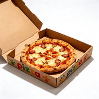 Boîte à pizza en carton ondulé brun biodégradable avec logo personnalisé, pelliculage mat et gaufrage pour emballage de plats à emporter rapides
