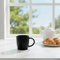 Service de table en grès noir Guangda |   Vaisselle de luxe avec assiettes et tasses |   Résistant à la chaleur, compatible lave-vaisselle, écologique