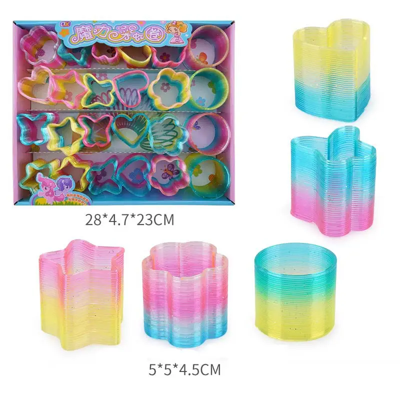 5cm Mini Classic Neuheit Kunststoff Magic Spring Zappeln Spielzeug Verschiedene Formen Magic Slink Spring Coil Regenbogen Spielzeug