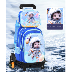 Nouveau Sac <span class=keywords><strong>à</strong></span> Dos <span class=keywords><strong>à</strong></span> <span class=keywords><strong>Roulettes</strong></span> pour Enfants 2026, Motif 3D Dessin Animé, Ensemble Trois Pièces Léger et Imperméable pour Garçons et Filles, Cadeaux - Product Image 6