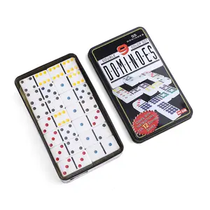 Manufacturers custom table game colored plastic double nine domino for sale in tin box