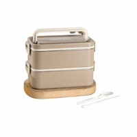 Boîte à lunch double compartiment en acier inoxydable hermétique pour enfants, 2 étages, en PP