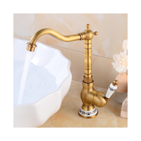 Robinets de lavabo à poignée unique antique Robinet rotatif à 360 ° Robinets de salle de bain de luxe à corps en laiton Robinets mélangeurs