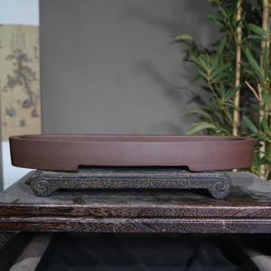 Vaso <span class=keywords><strong>in</strong></span> Argilla Viola con Vassoio Non Forato, Design Rettangolare Ellittico a Stelo Corto, Ecologico e Durevole per Piante <span class=keywords><strong>Succulente</strong></span> da Giardino - Product Image 1