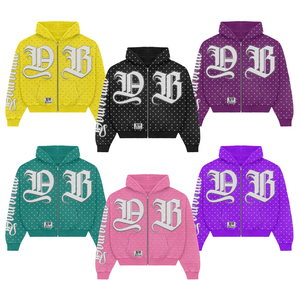 Sudadera con Capucha Unisex Extra Grande con Cierre y Estampado de Letras, Estilo Urbano, Tejida en Poliéster, para Otoño, Informal - Product Image 1