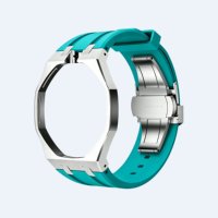 Kit de Modificación Lionorm Lpine para AP -swatch Royal Pop, Caja de Acero Inoxidable, Correa de Reloj de Goma, Adaptador de Pulsera con Corona a las 12 en Punto