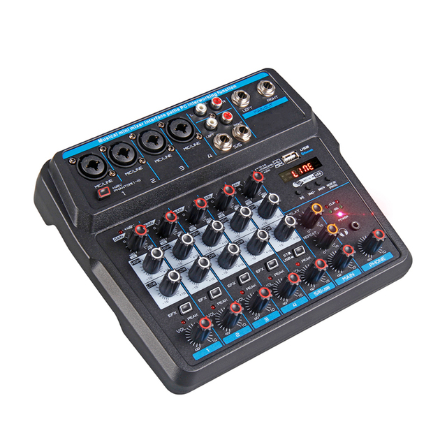YEAH 6 Channel Mini DJI Mixing Console 48V Phantom Power Audio Mixer with USB Interface  for Karaoke, Recording, Live Streaming