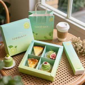 Boîte d'emballage alimentaire jetable personnalisé gâteau de dessert à emporter tarte aux œufs macaron beignet boîte en papier - Product Image 6